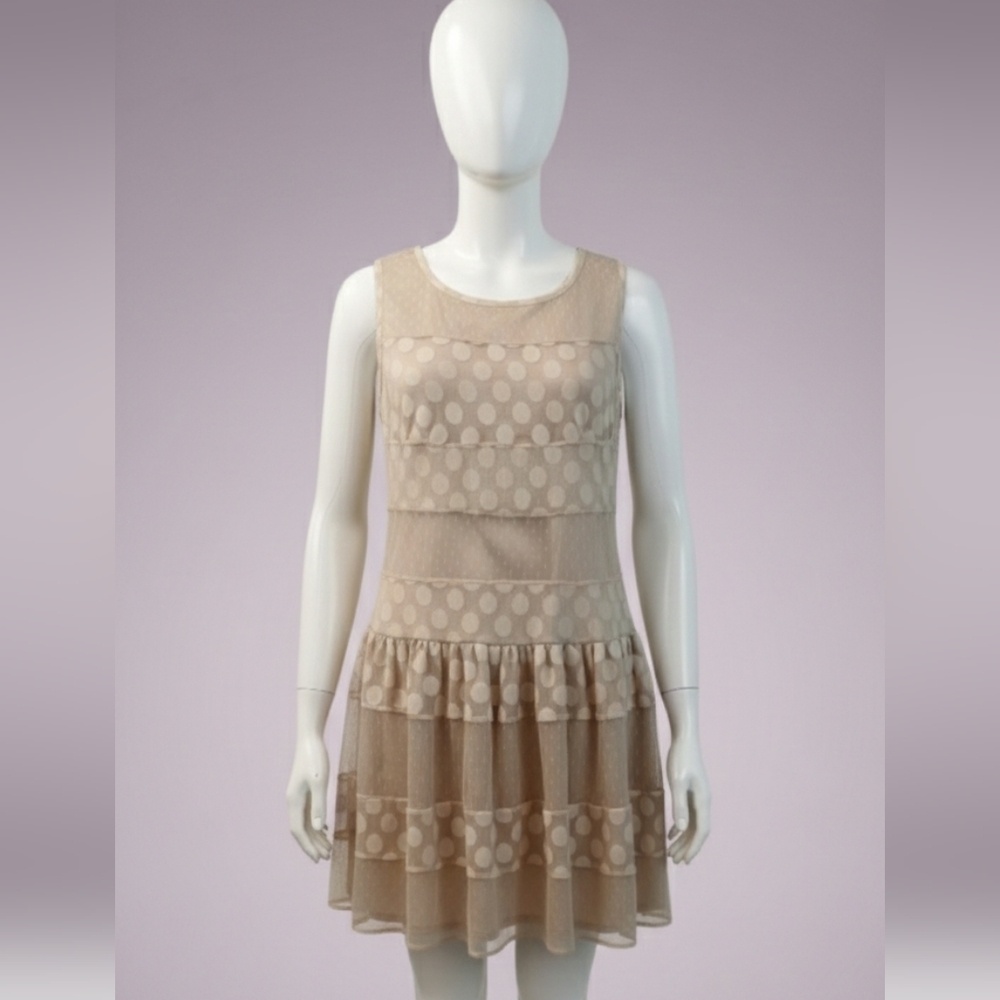 A'reve Polka Dot Lace Cream Dress Size  Medium NWT